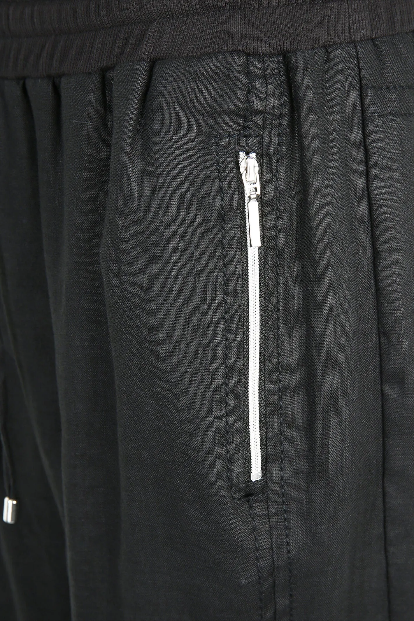 Doris Streich 854 135 Black Linen Full Length Trousers