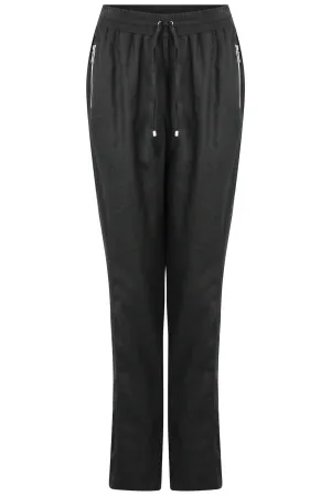 Doris Streich 854 135 Black Linen Full Length Trousers