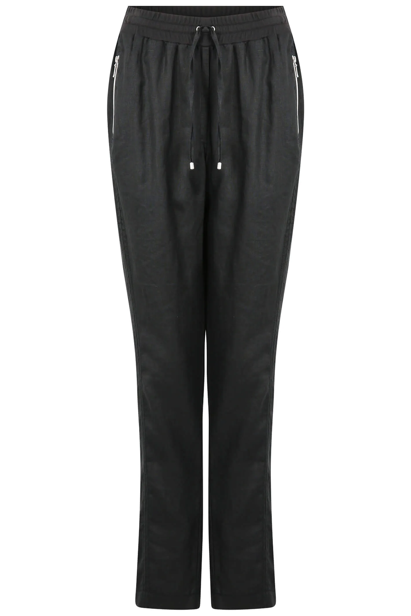 Doris Streich 854 135 Black Linen Full Length Trousers