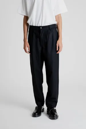Double Pleats Wool Pants - Black