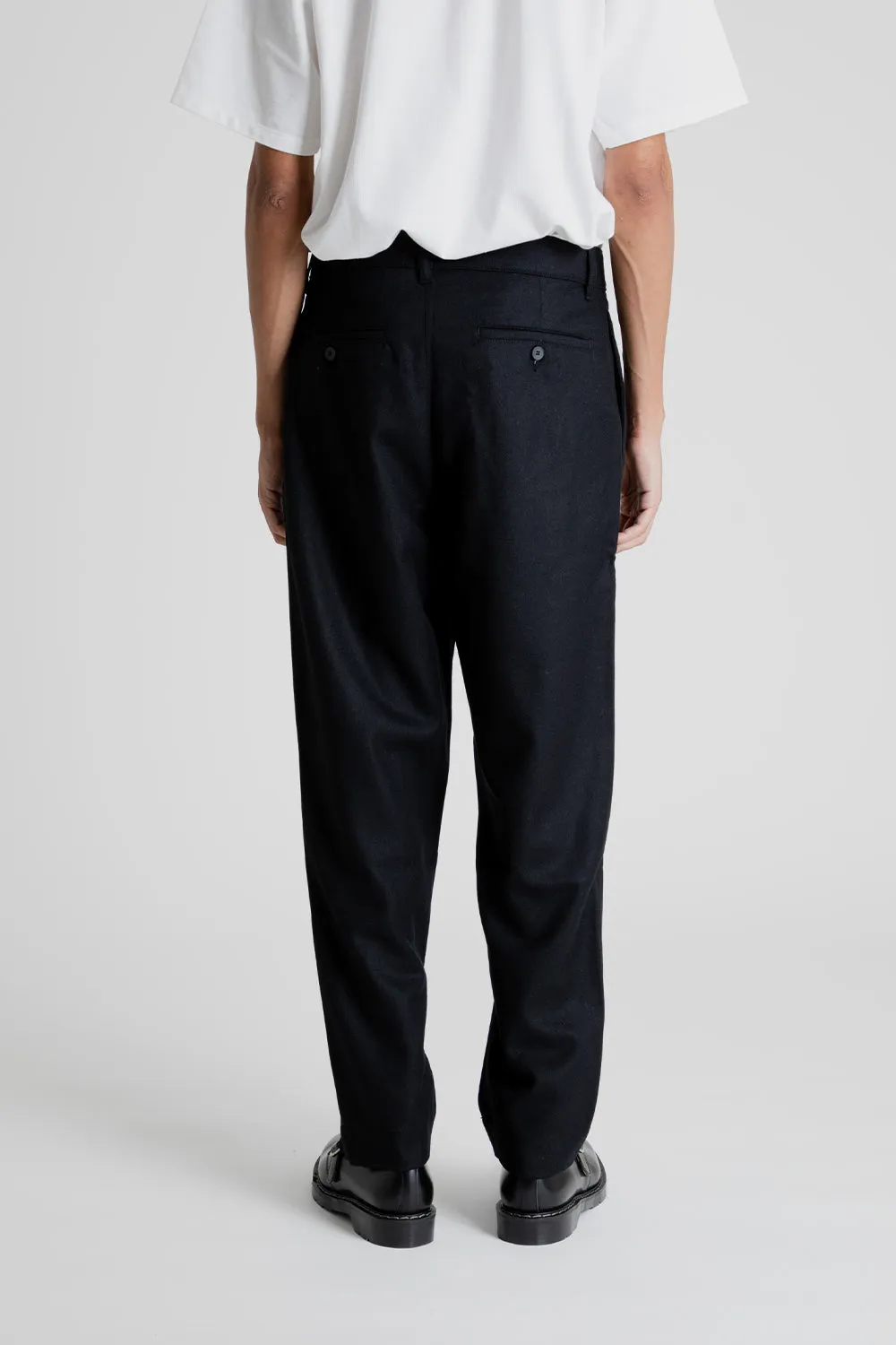 Double Pleats Wool Pants - Black