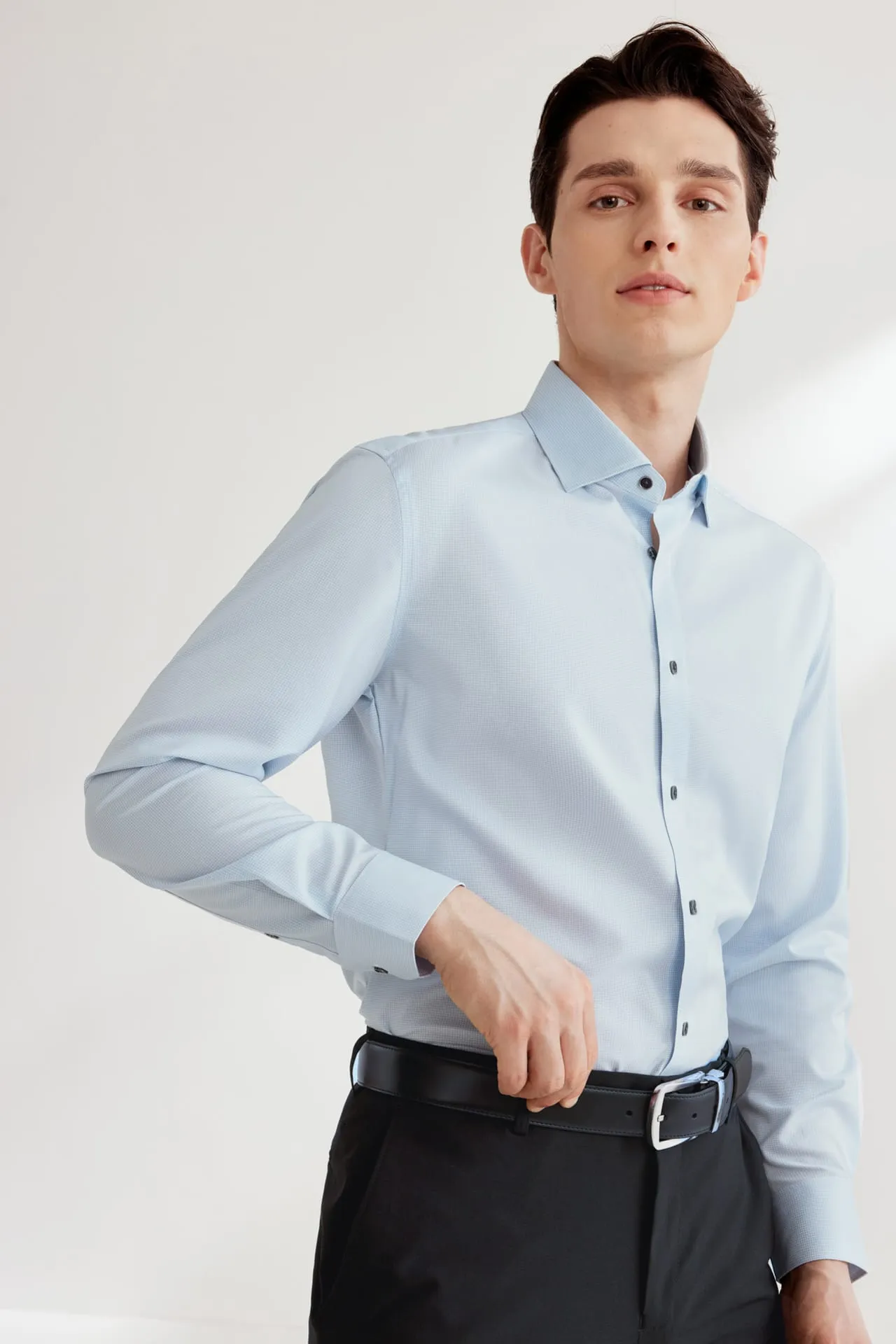Dry Wicking & Stretch Check Shirt in Smart Fit Long Sleeve