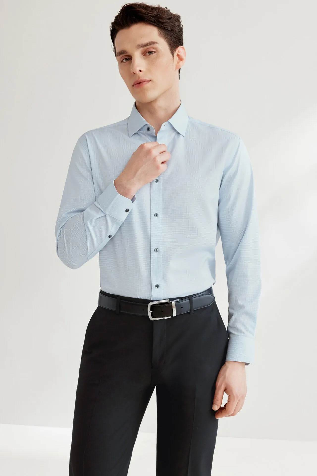 Dry Wicking & Stretch Check Shirt in Smart Fit Long Sleeve