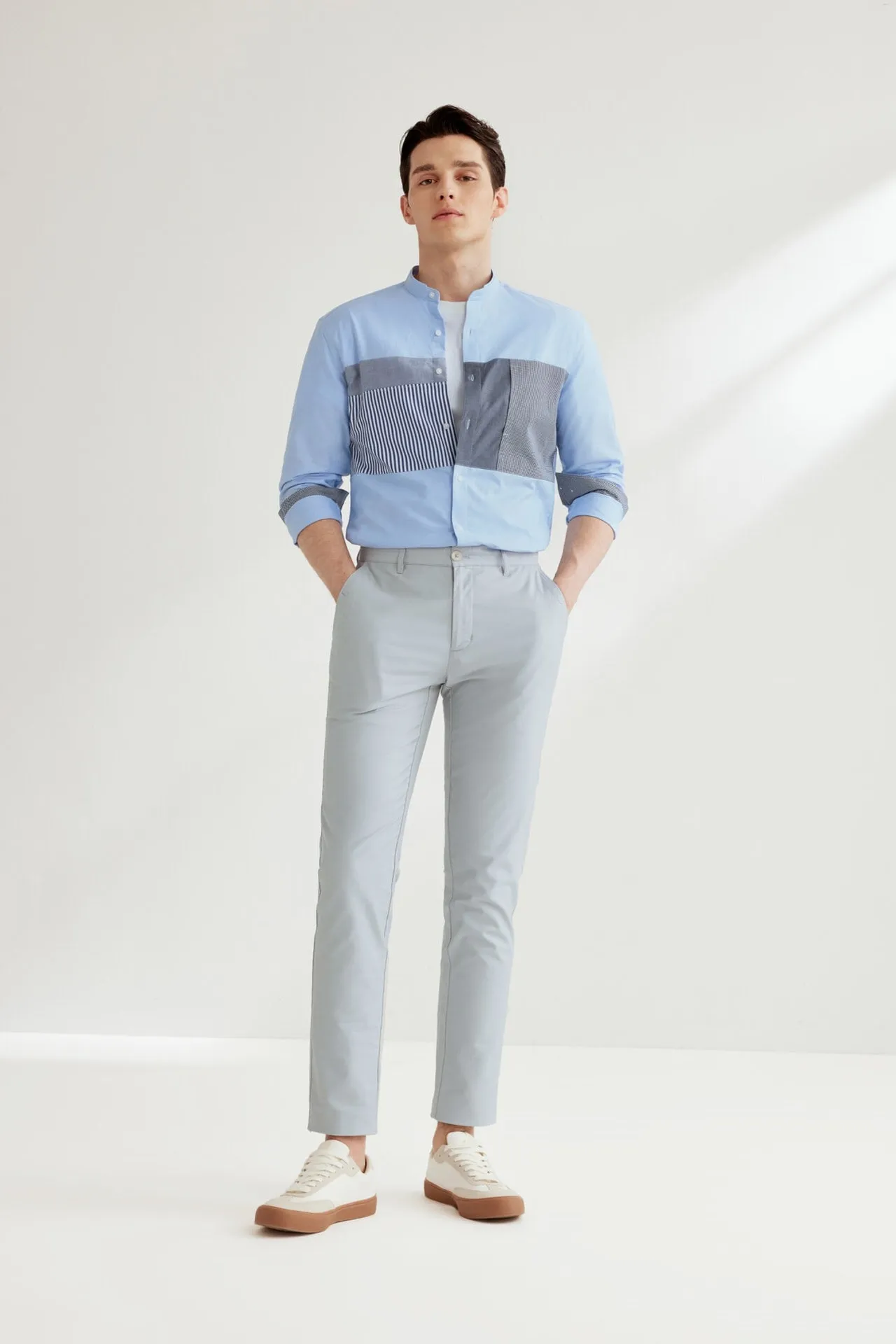 Easy Care Cotton Oxford Blocking  Casual Shirt in Smart Fit