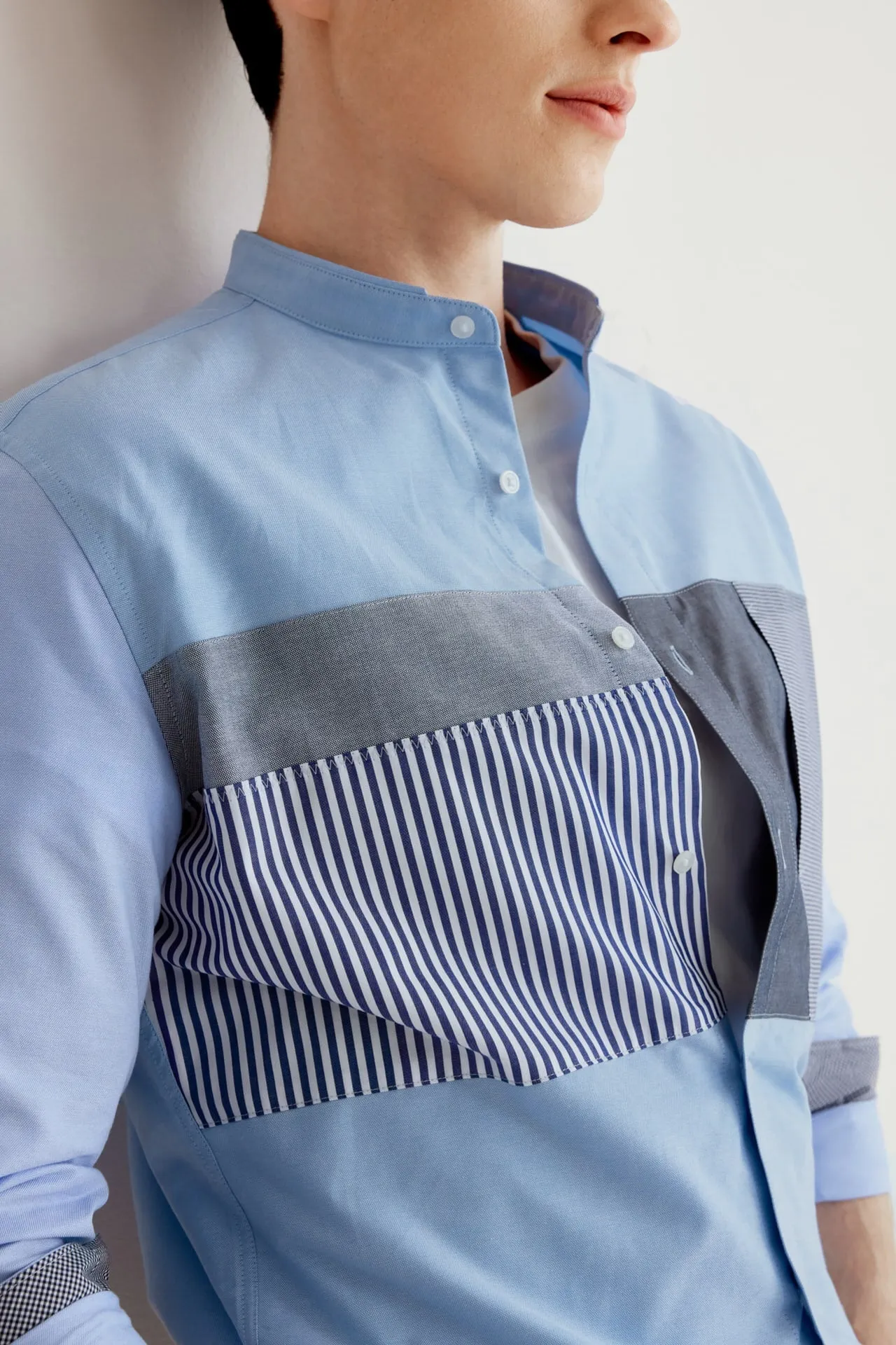 Easy Care Cotton Oxford Blocking  Casual Shirt in Smart Fit