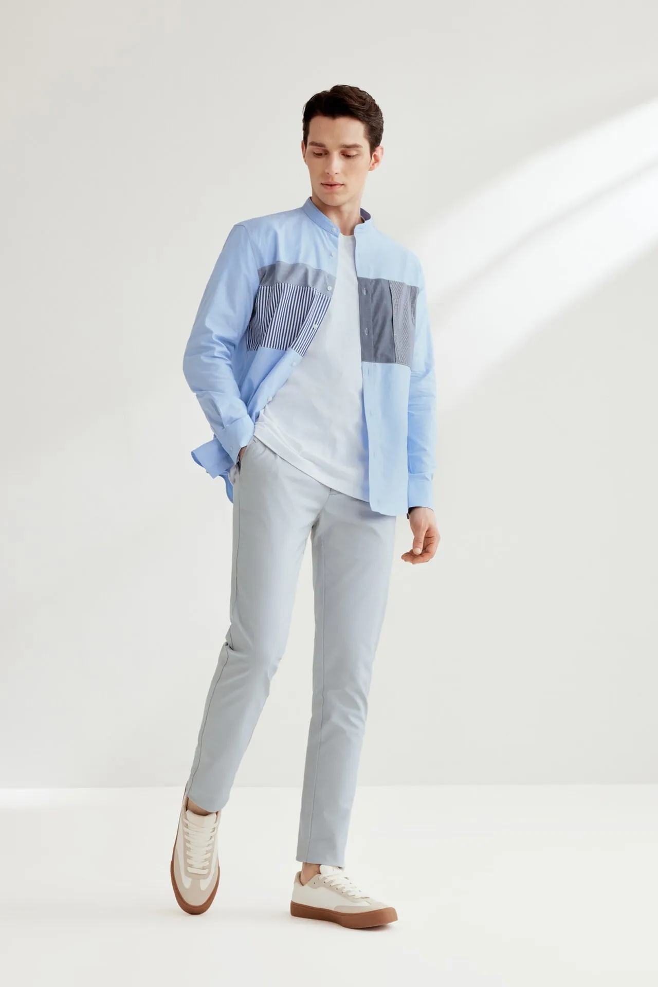 Easy Care Cotton Oxford Blocking  Casual Shirt in Smart Fit