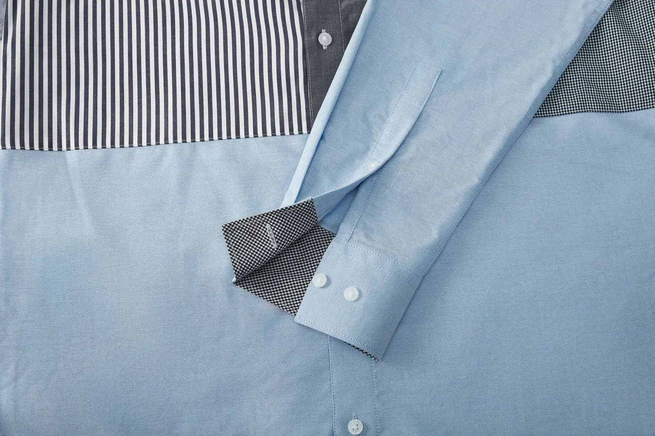 Easy Care Cotton Oxford Blocking  Casual Shirt in Smart Fit