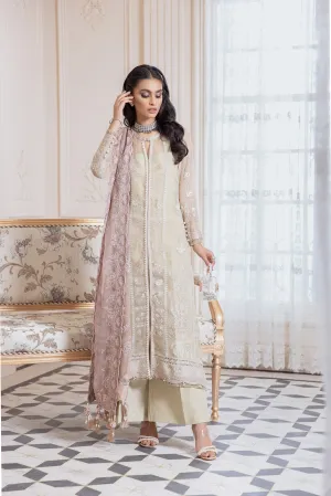 Elegant Off White Salwar Kameez in Open Style #PF398