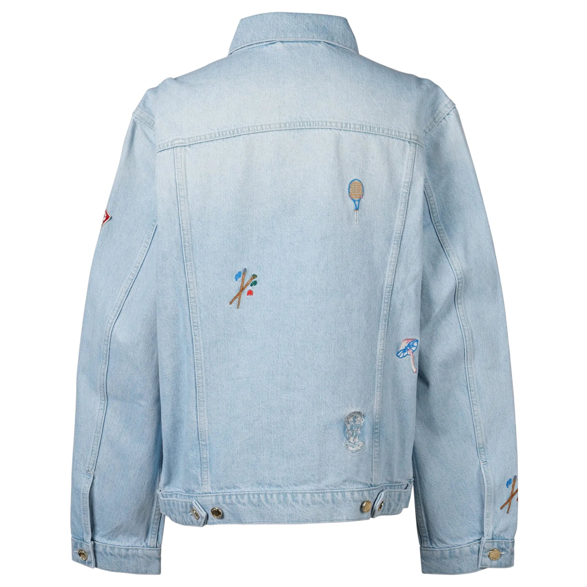 EMBROIDERED MOTIF DENIM JACKET / CSB671:LIGHT VINTAGE WASH