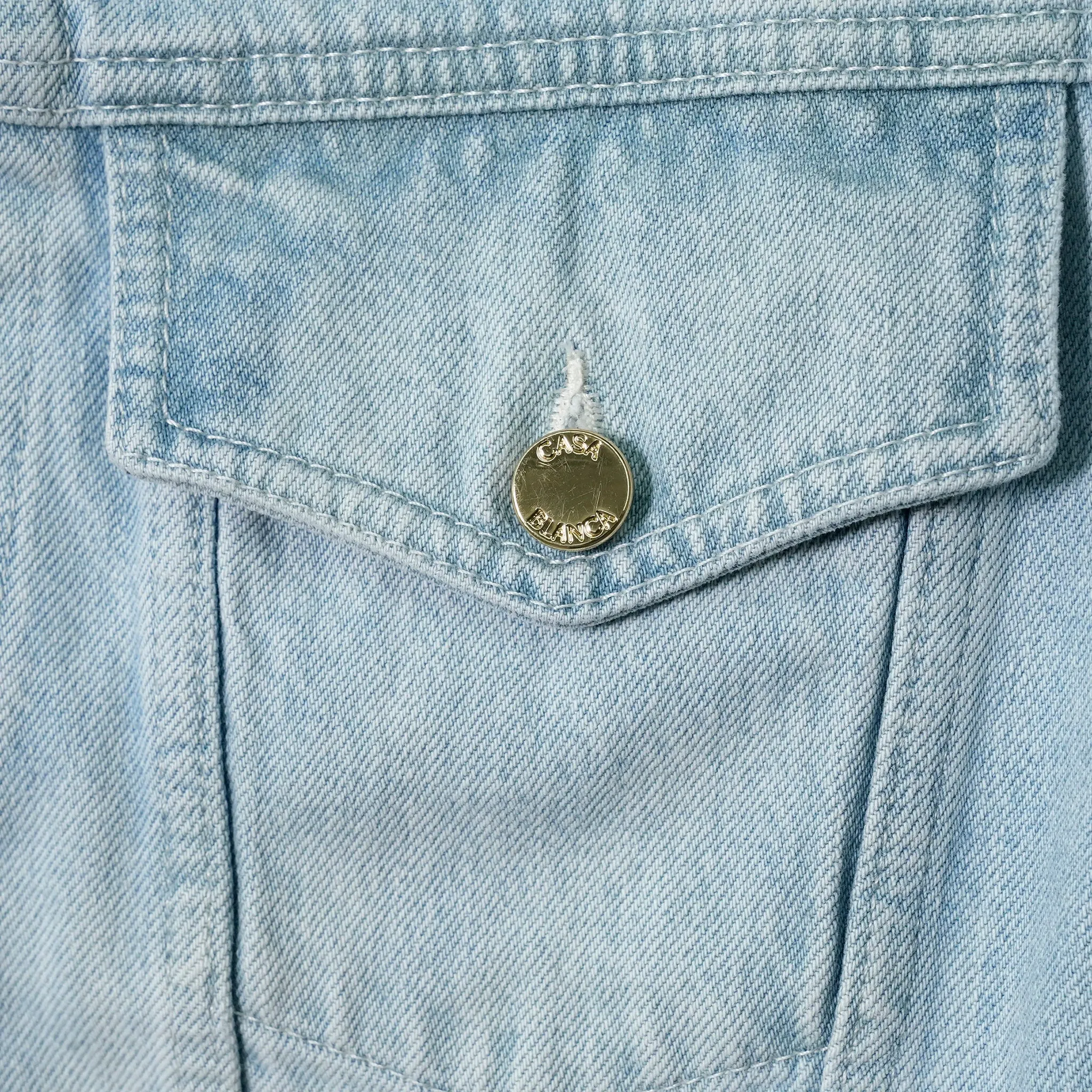 EMBROIDERED MOTIF DENIM JACKET / CSB671:LIGHT VINTAGE WASH