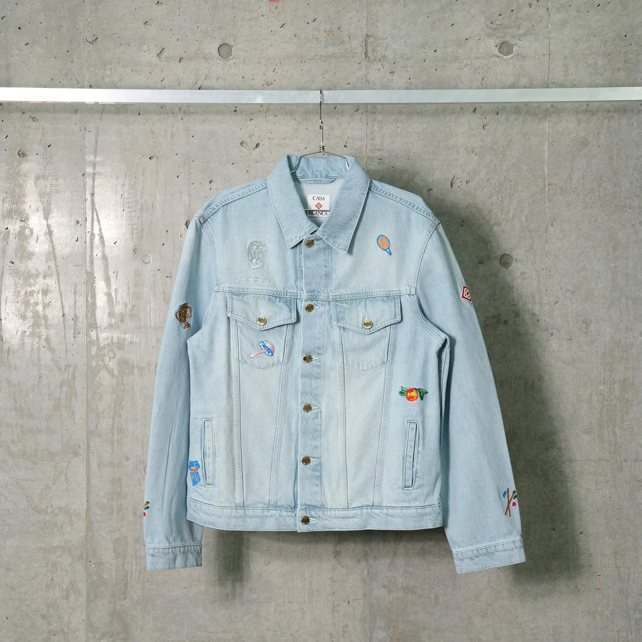EMBROIDERED MOTIF DENIM JACKET / CSB671:LIGHT VINTAGE WASH