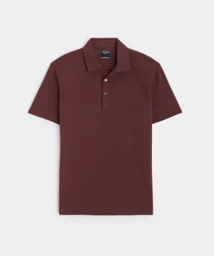 Fine Pique Polo in Classic Burgundy