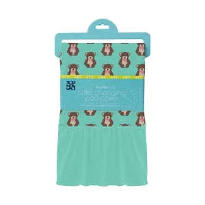 Girl's Print Bamboo Ruffle Changing Pad Cover, Glass Teddy Bear - One Size