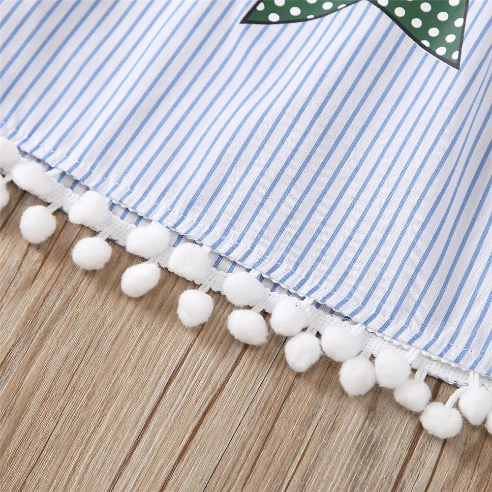 Girls Stripe Christmas Flared Sleeve Dress Girls Wholesale Dresses