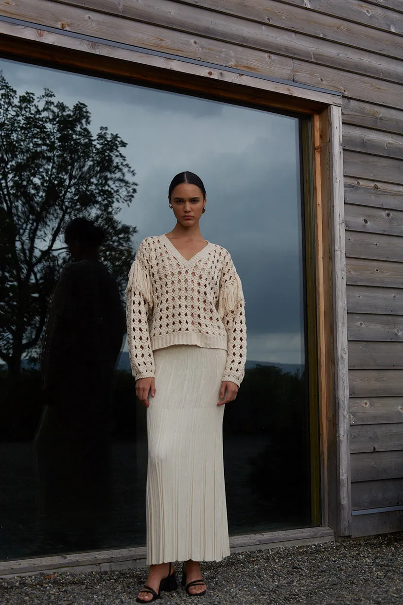 Greta Crochet Sweater - Ivory