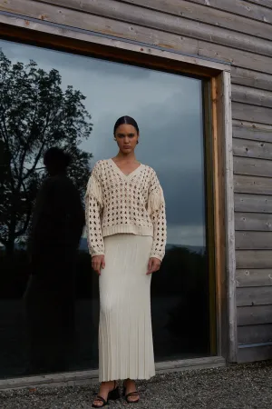 Greta Crochet Sweater - Ivory