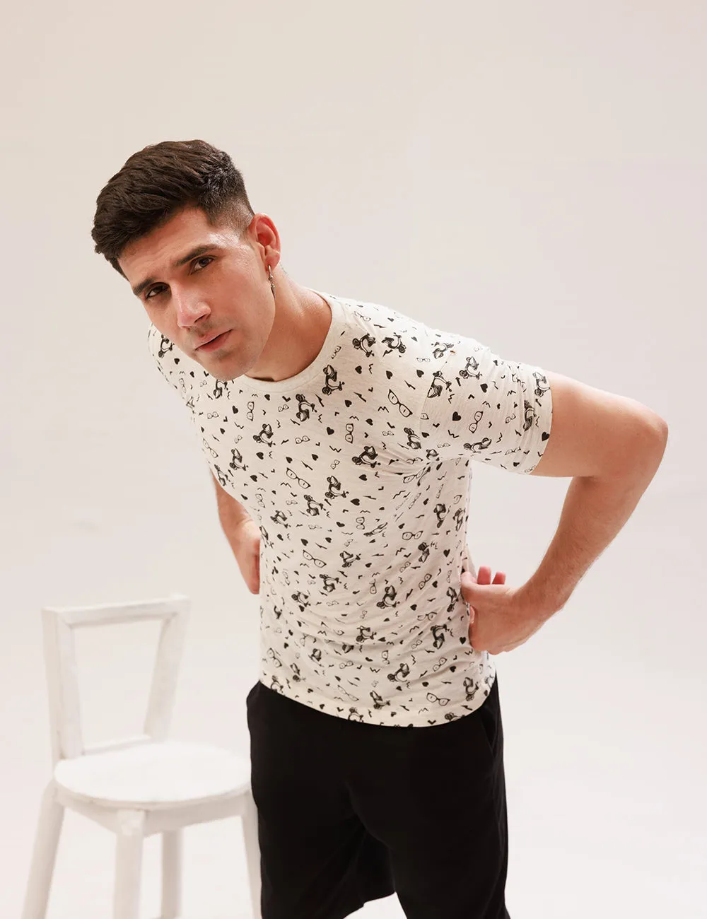 GREY ALL-OVER PRINTED T-SHIRT