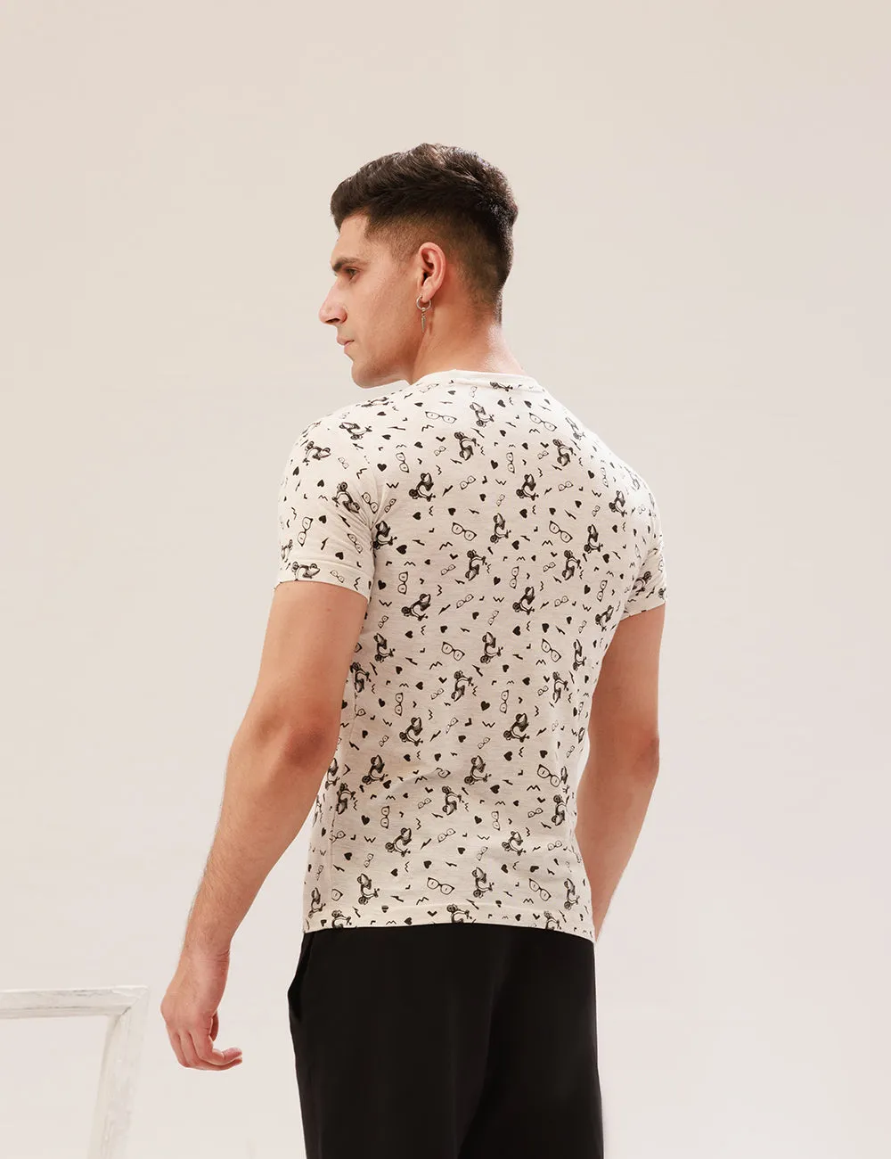 GREY ALL-OVER PRINTED T-SHIRT