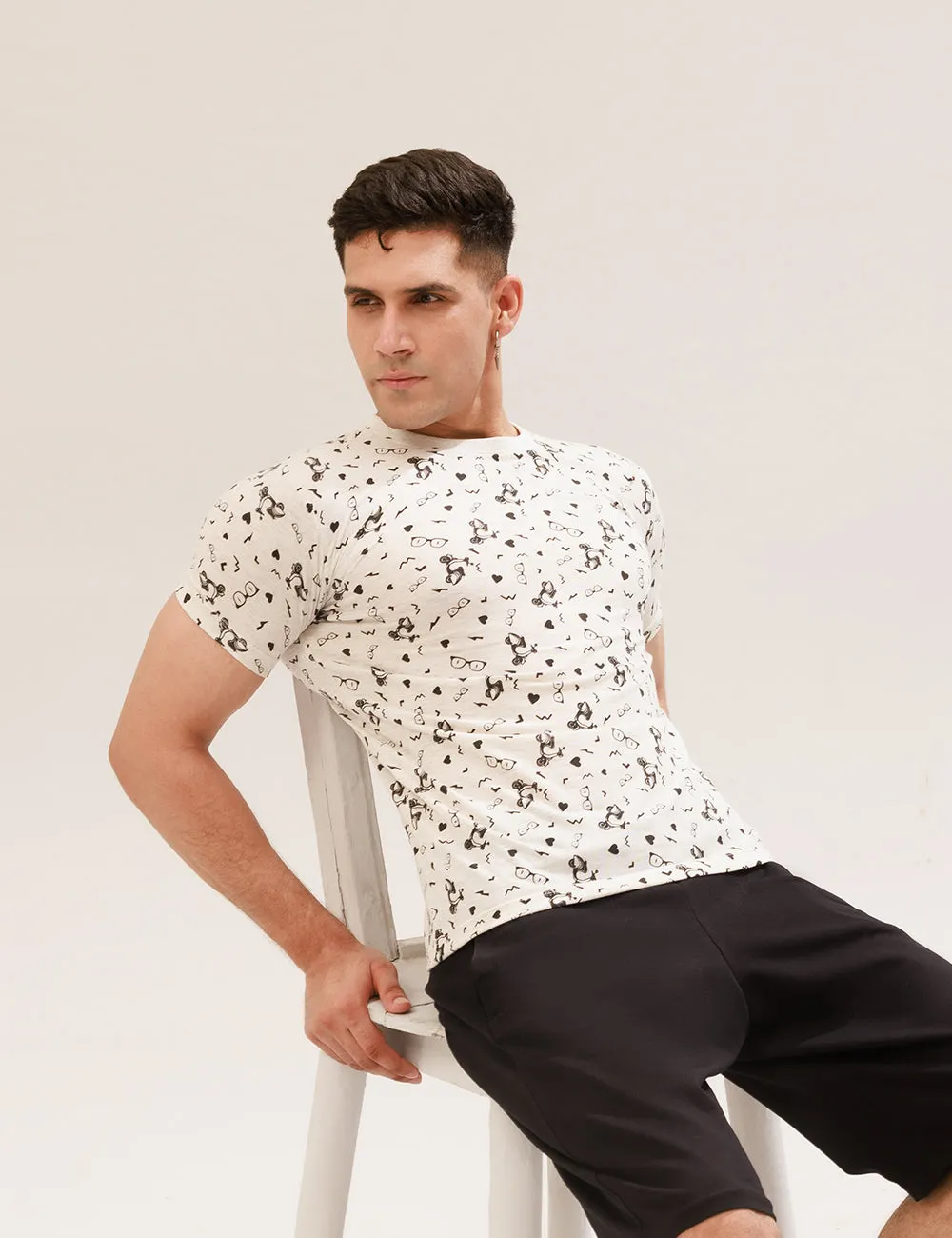 GREY ALL-OVER PRINTED T-SHIRT