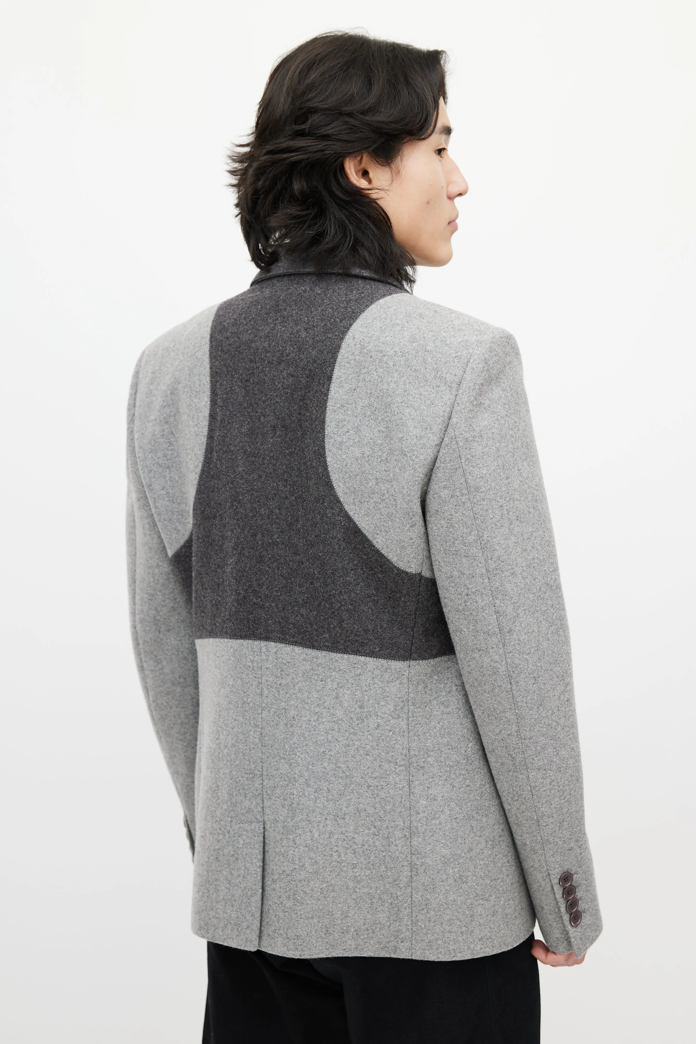 Grey Wool Panelled Blazer