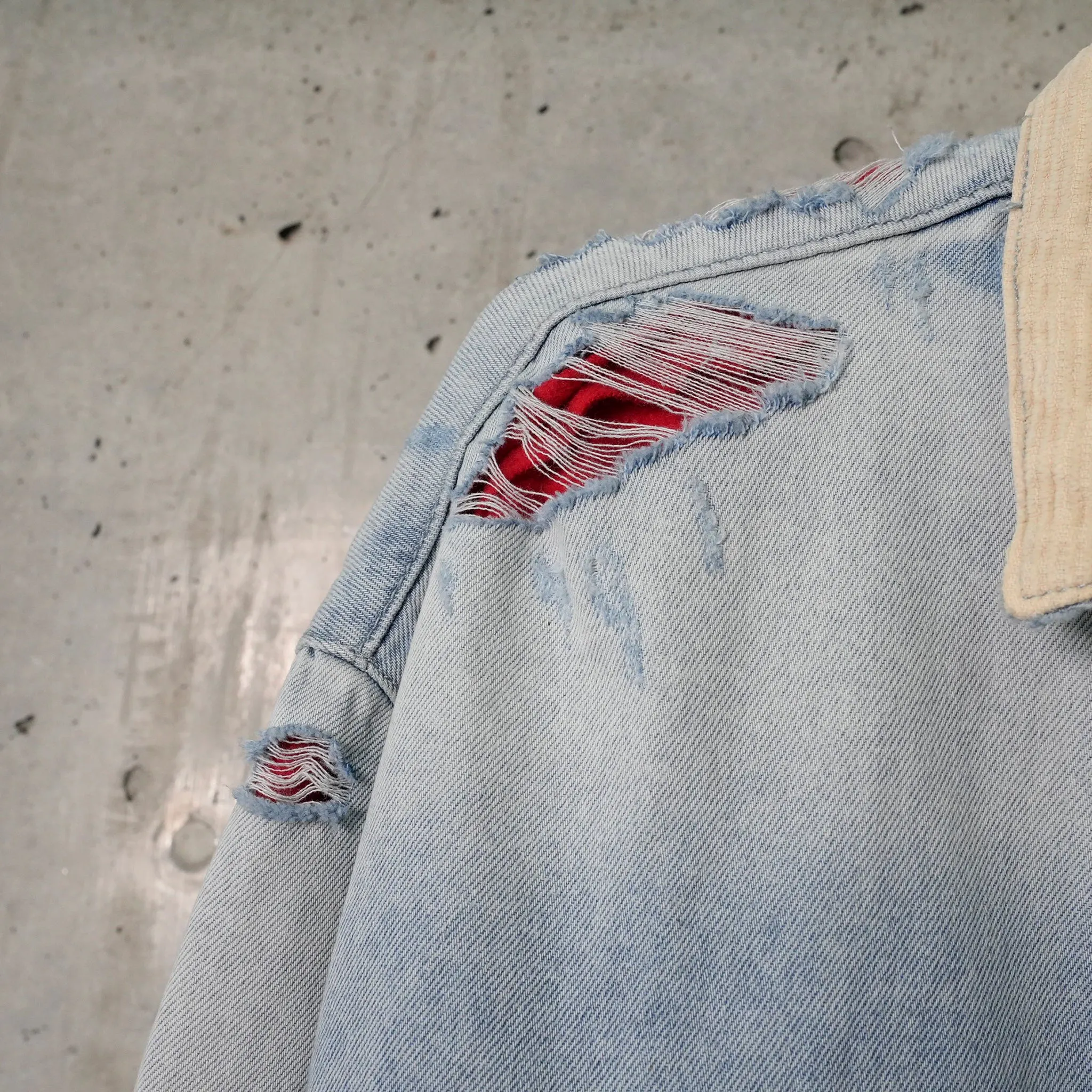GRIFTER DISTRESSED WORK JACKET / LIGHT BLUE RED