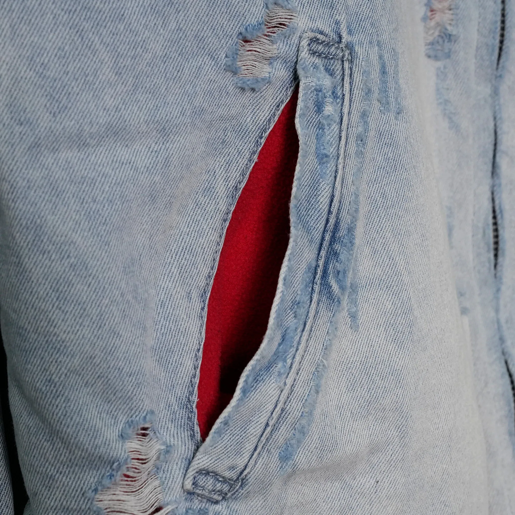 GRIFTER DISTRESSED WORK JACKET / LIGHT BLUE RED
