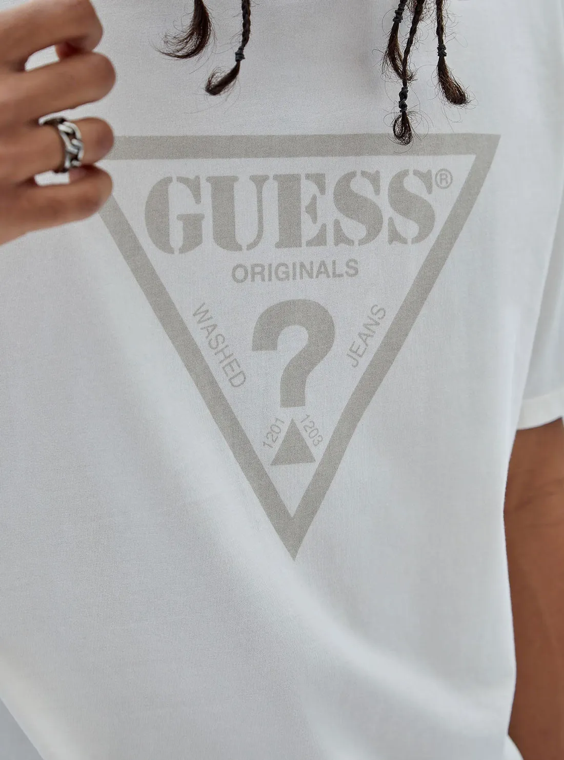 Guess Originals White Vintage Triangle Logo T-Shirt