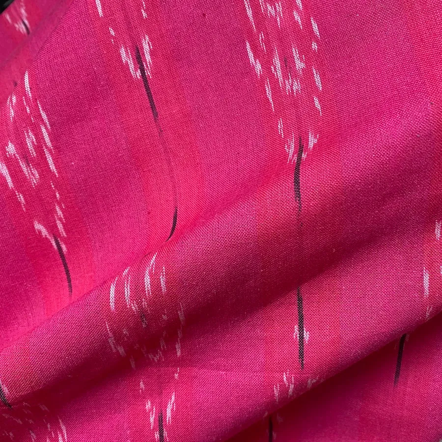 Hot Pink Feather-Arrow Ikat, Cotton Handloom from India, By the Yard  #TK-48