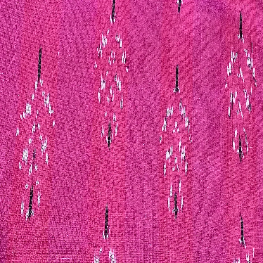 Hot Pink Feather-Arrow Ikat, Cotton Handloom from India, By the Yard  #TK-48