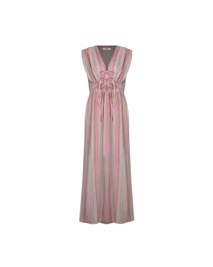 JEWEL TIE DRESS MULTI STRIPE