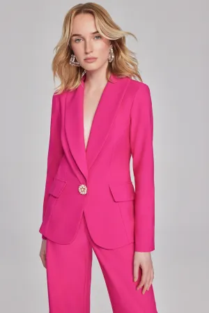 Joseph Ribkoff Shocking Pink Fitted Blazer with Ornament Closure Style 241737