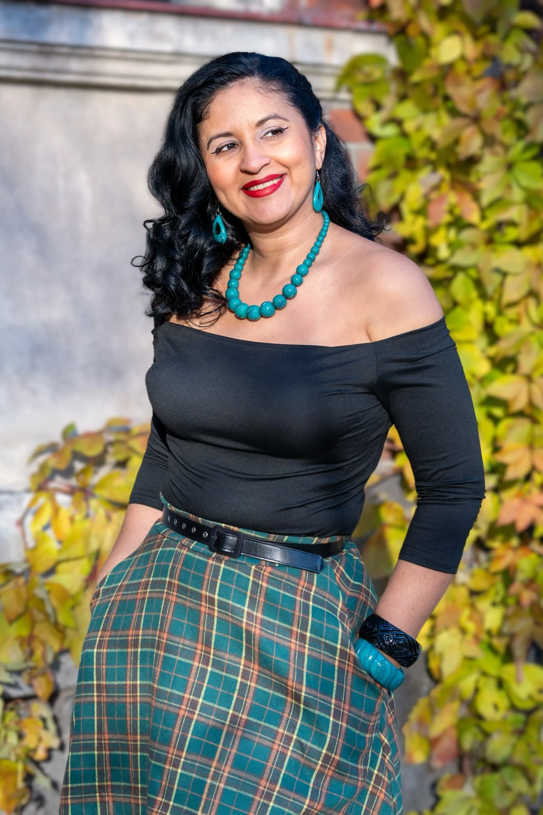 Joyce Green Tartan Skater Skirt