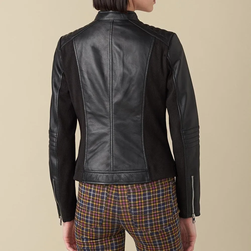 Jules Black Biker Leather Jacket For Women