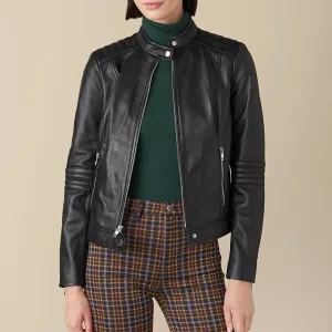 Jules Black Biker Leather Jacket For Women