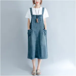 Korean-style Literary Plus Size Denim Overall Dress