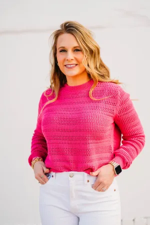 Kut: Portia Pullover Cropped Sweater in Fuschia