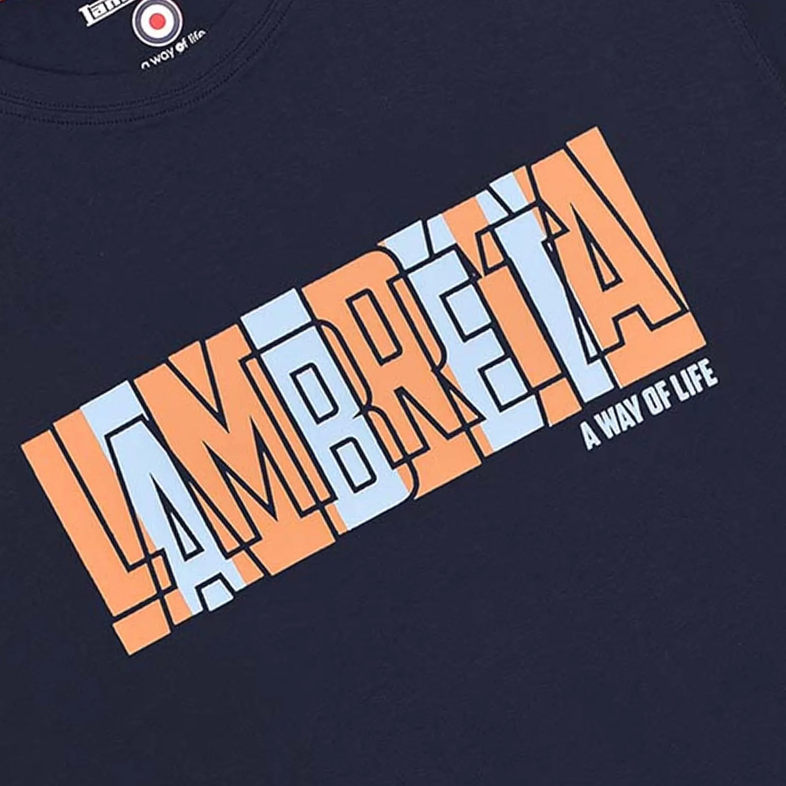 Lambretta Mens Title Text Short Sleeve Crew Neck Cotton T-Shirt