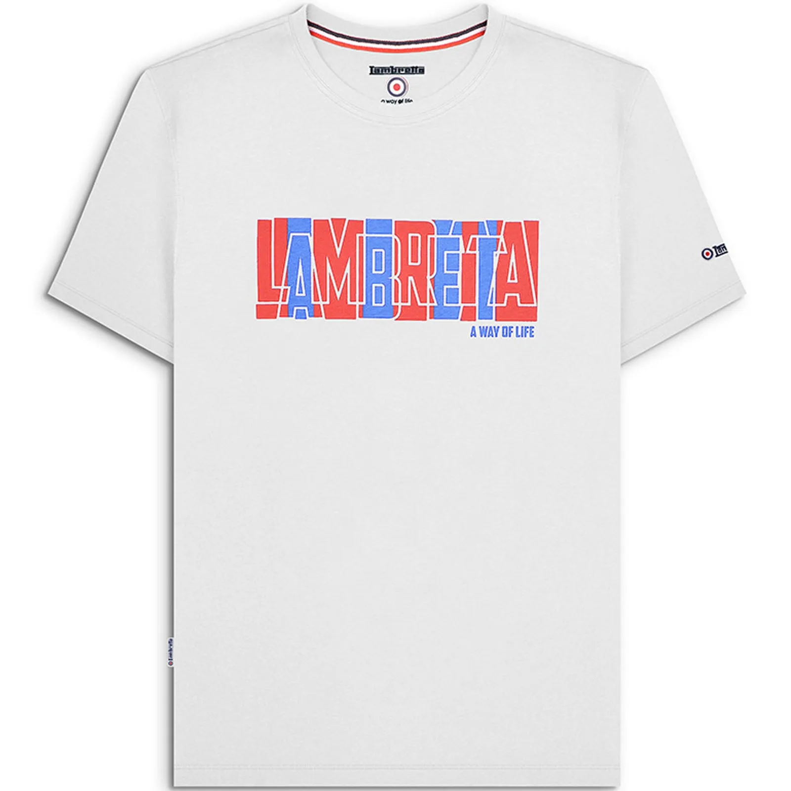 Lambretta Mens Title Text Short Sleeve Crew Neck Cotton T-Shirt