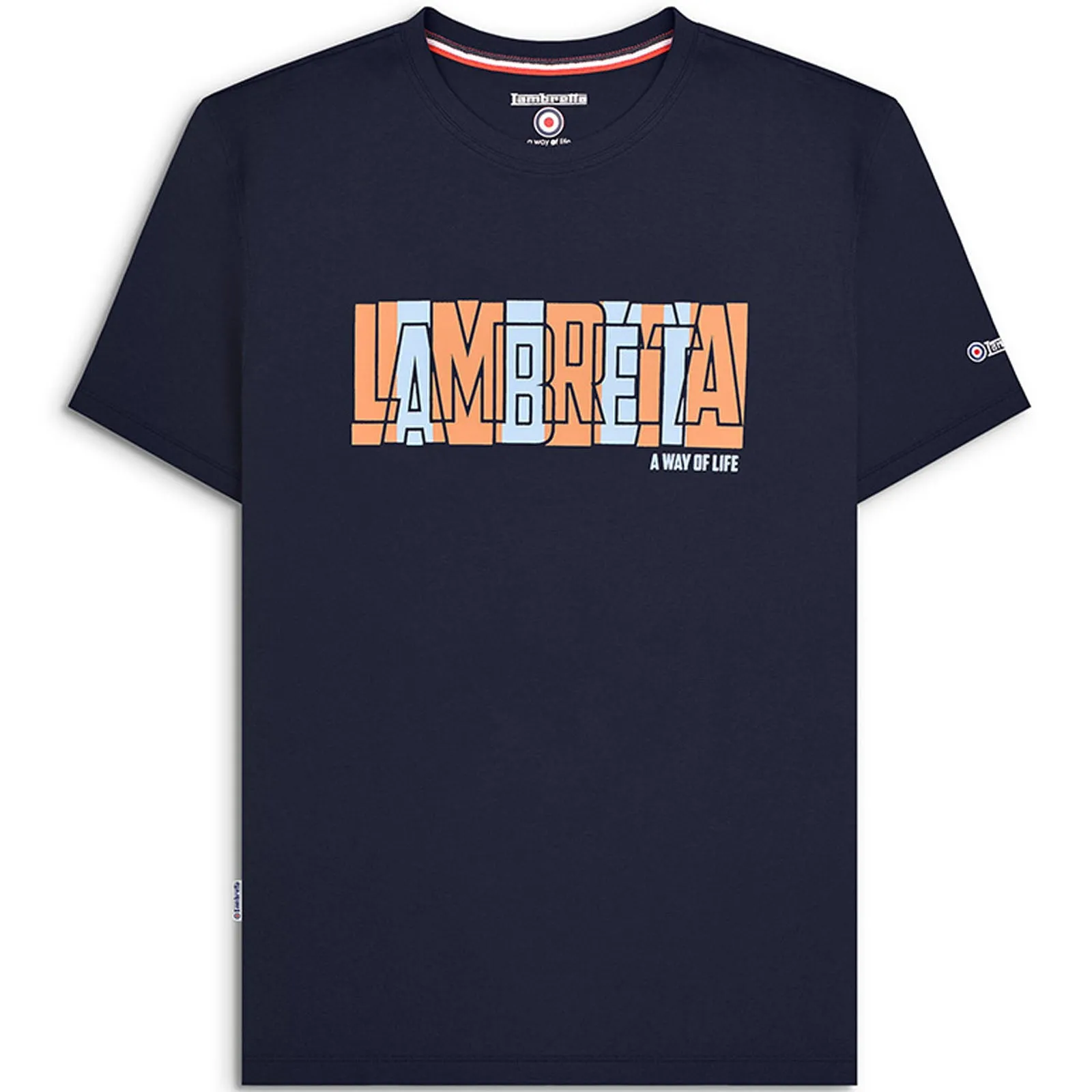 Lambretta Mens Title Text Short Sleeve Crew Neck Cotton T-Shirt