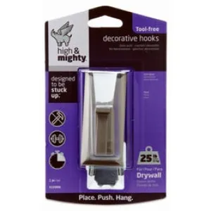 Large Decorative Hook, Satin Nickel, Holds 25-Lbs.