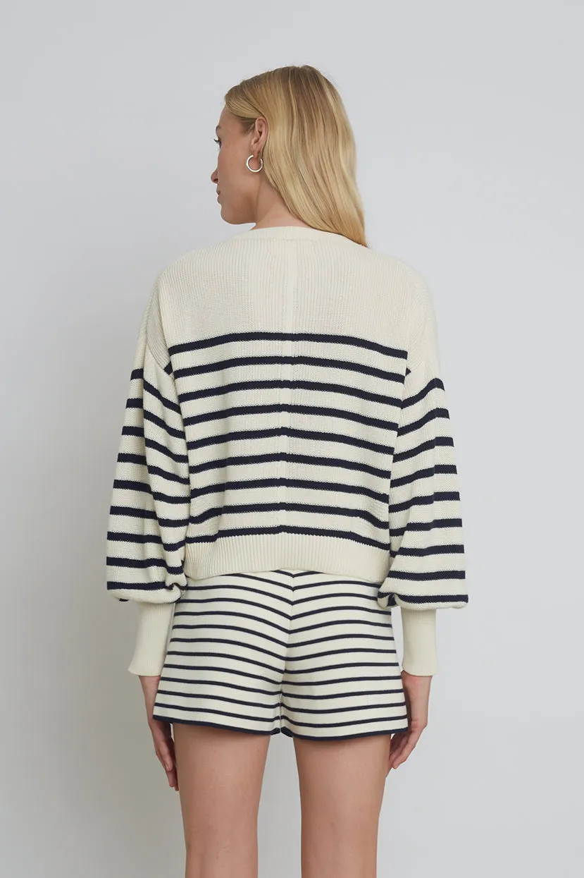 Layla Striped Sweater-Navy & Ivory