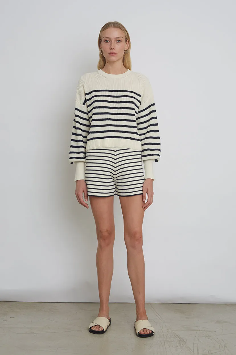 Layla Striped Sweater-Navy & Ivory