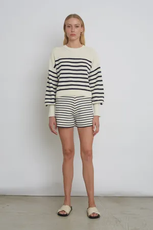 Layla Striped Sweater-Navy & Ivory