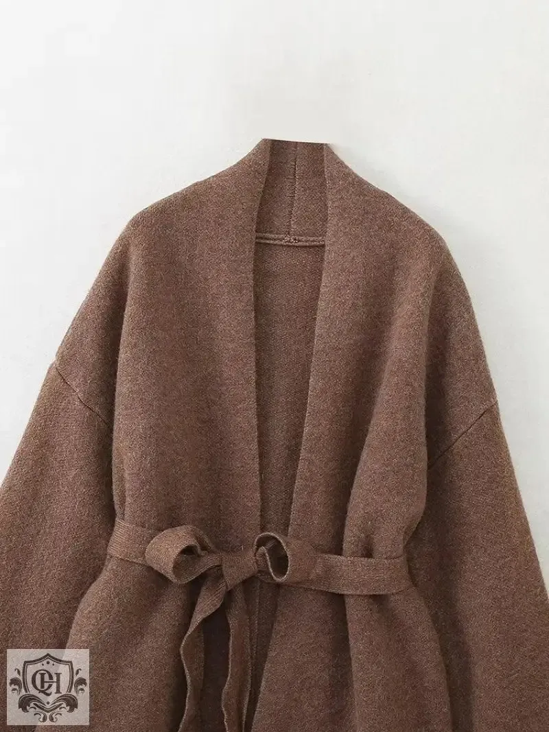 Long Sleeved Belted Coat