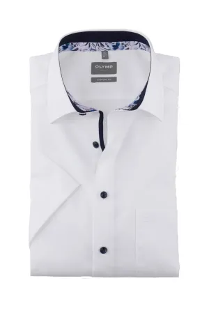 Luxor Comfort Fit Short Sleeve Shirt with Trim - White