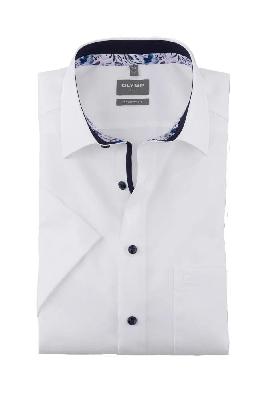 Luxor Comfort Fit Short Sleeve Shirt with Trim - White