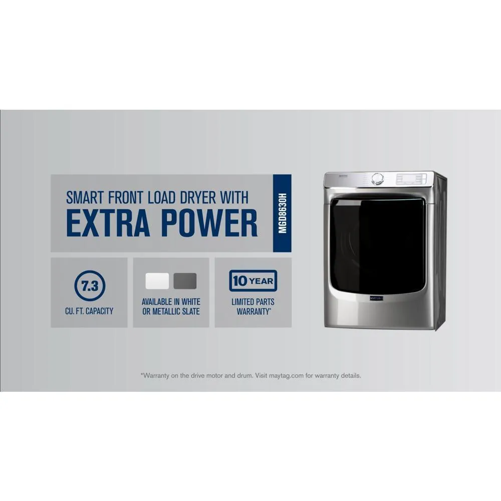 Maytag MGD8630HC Smart Front Load Gas Dryer with Extra Power and Advanced Moisture Sensing Plus - 7.3 cu. ft.