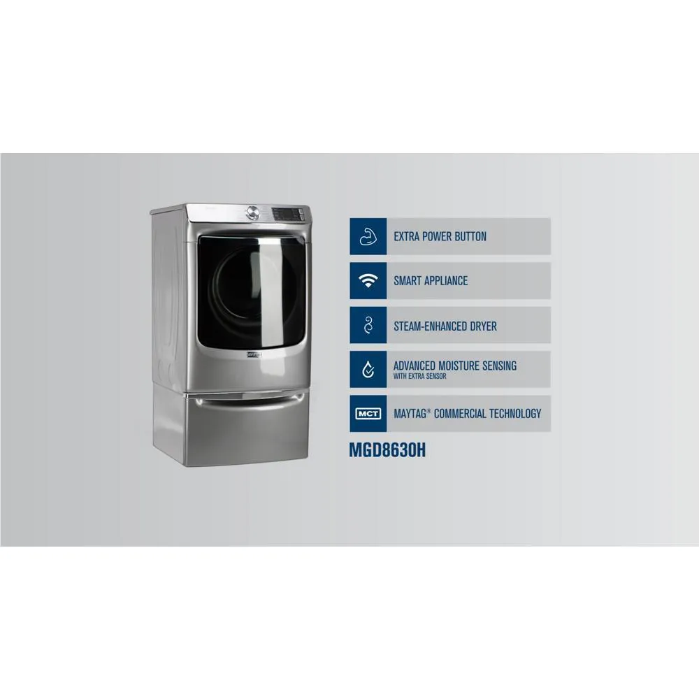 Maytag MGD8630HC Smart Front Load Gas Dryer with Extra Power and Advanced Moisture Sensing Plus - 7.3 cu. ft.