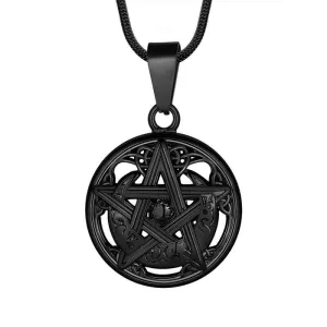 Men Pentagram Necklace Pentacle Wiccan Pagan Crescent Moon Irish Pendant Jewelry