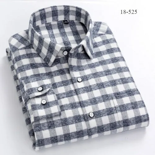 Men Shirts Cotton long Sleeve Autumn Spring Checkered Casual shirts